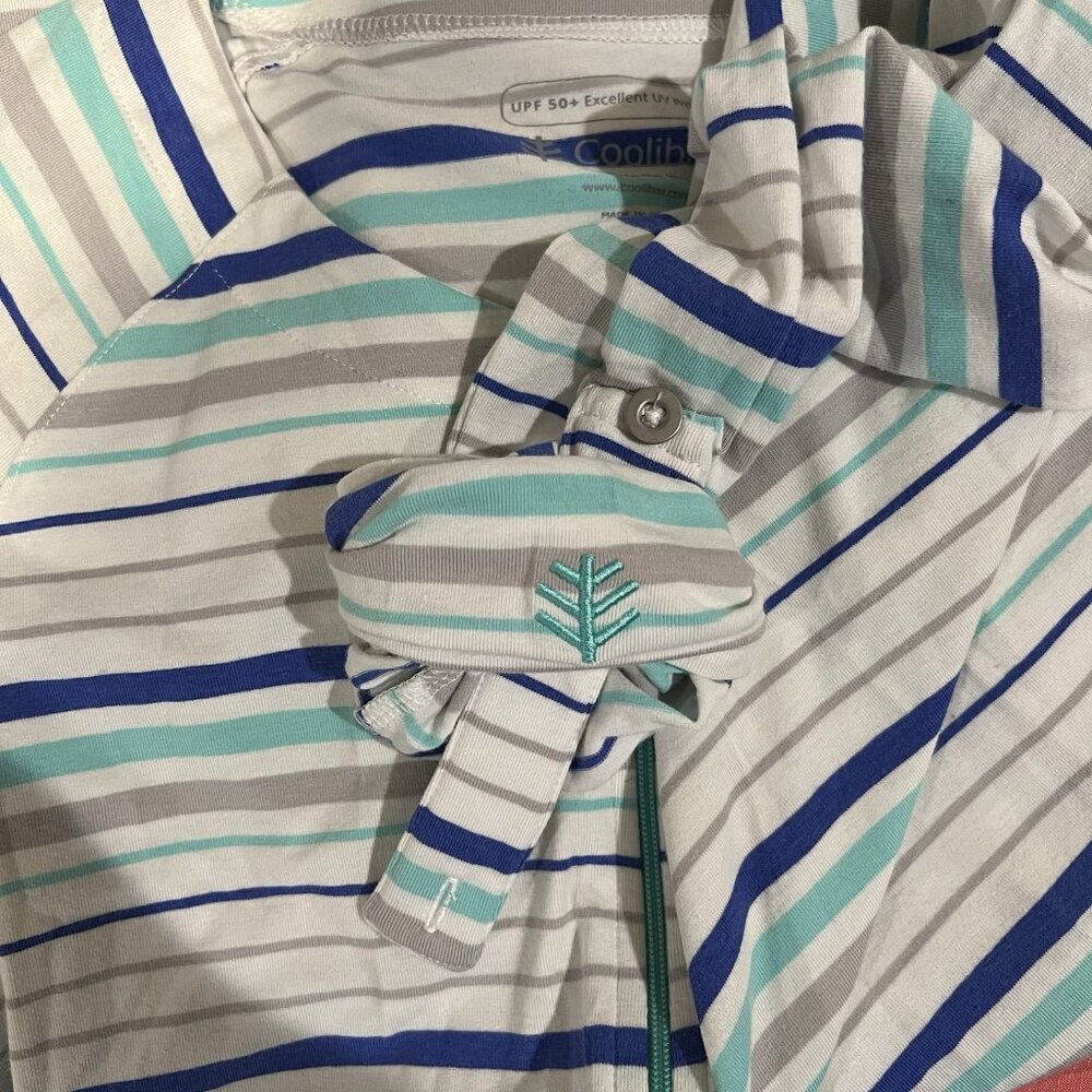 COOLIBAR Cabana Hightide Swim Coverup Small UPF 50+ Full Zip Jacket Stripes - Picture 9 of 12